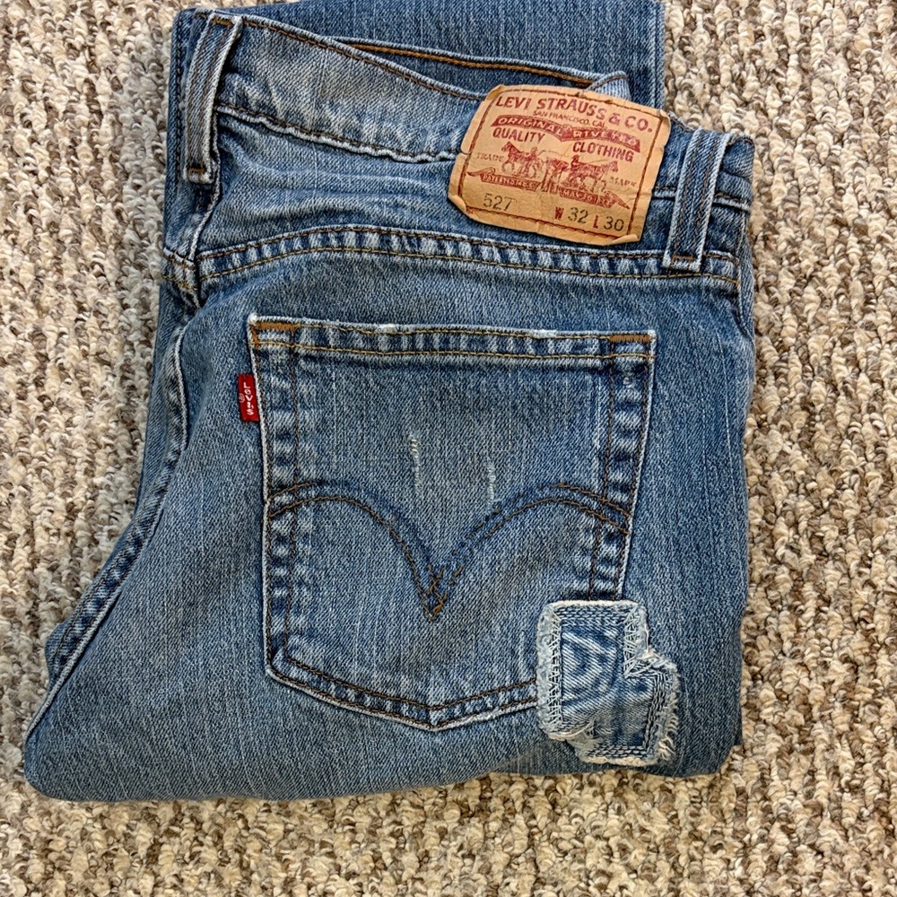 Men’s Levi’s 527 Distressed Blue Jeans
